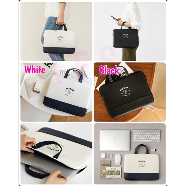 TAS CASE LAPTOP HITAM / PUTIH TENTENG SNOOPY ORI