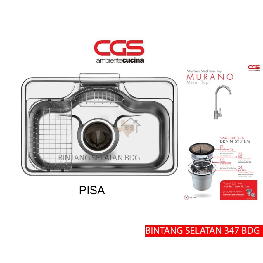 CGS KITCHEN SINK/ BAK CUCI PIRING CGS PISA STAINLESS STEEL 304 FULSET