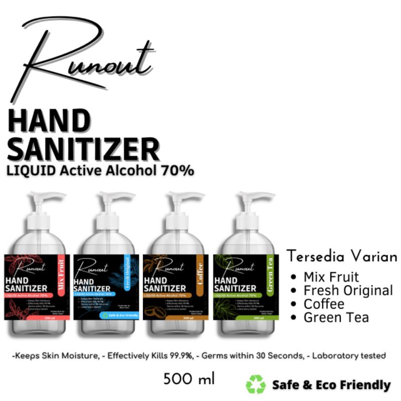 Hand Sanitizer Pump 500 ML / Liquid / Cair / RUNOUT / Varian Aroma | Coffee | Mix Fruit | Green Tea