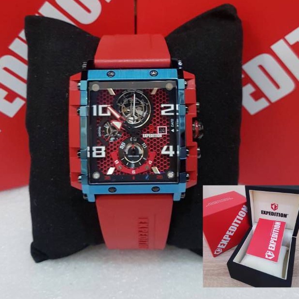 EXPEDITION E 6757 MERAH RING BIRU JAM TANGAN PRIA EXPEDITION ORIGINAL