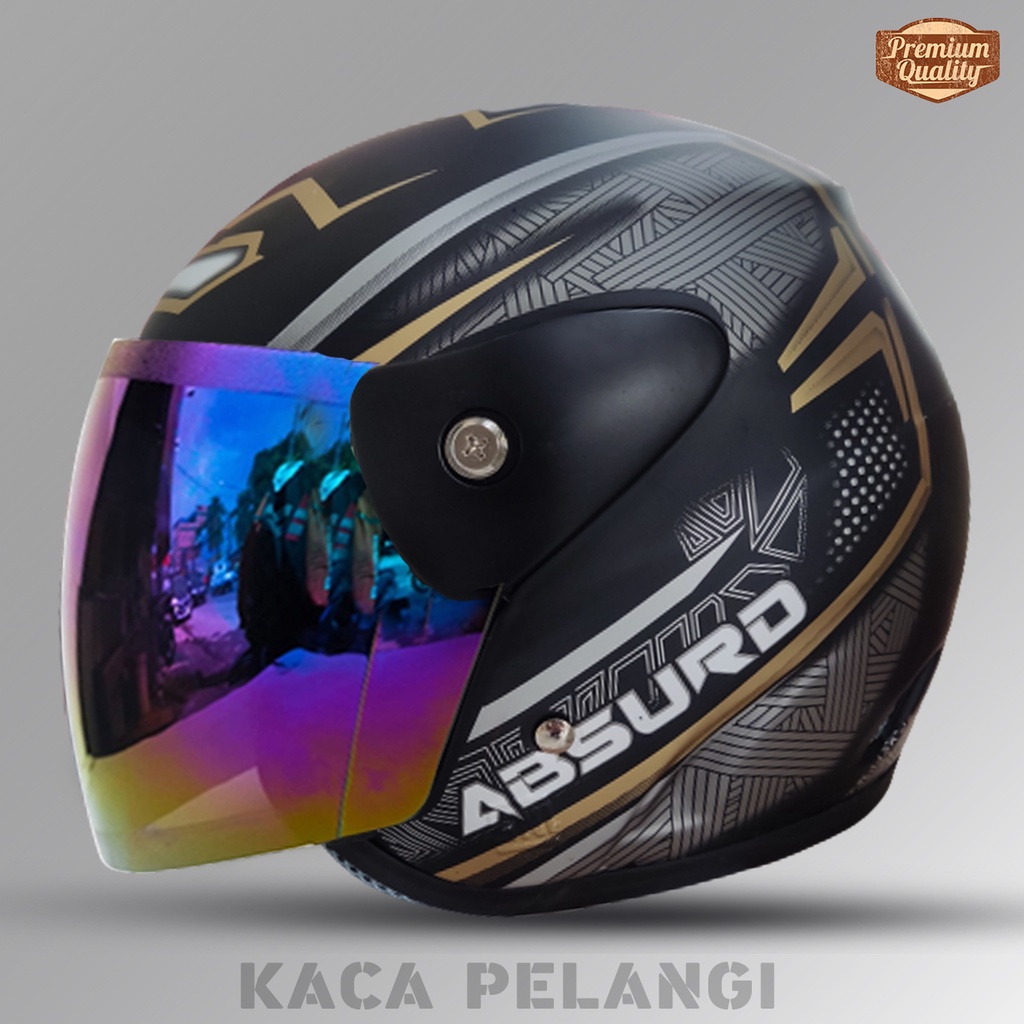 Helm Half Face Dewasa Evolution Seperti Helm GM Original Motif Absurd Hitam Dof COD Free Box