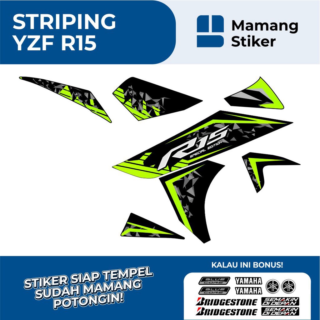 STRIPING YAHAMA R15 V2 SEMIFULLBODY GRAFIS (6) SIMPEL/STICKER MOTOR R15 LAMA SEMI FULL BODY/STIKER R
