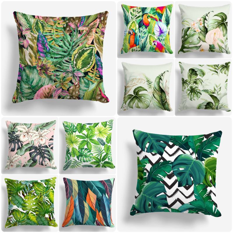 BANTAL SOFA PRINT MOTIF DAUN LEAVES MONSTERA 40X40 CM