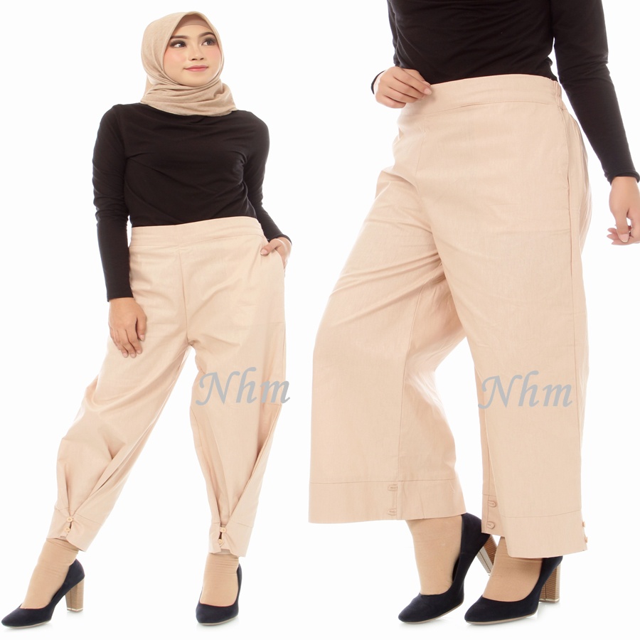 NHM Kulot Yasmin Wanita Premium Katun Dobel Fungsi, Celana Panjang Coullote Wanita