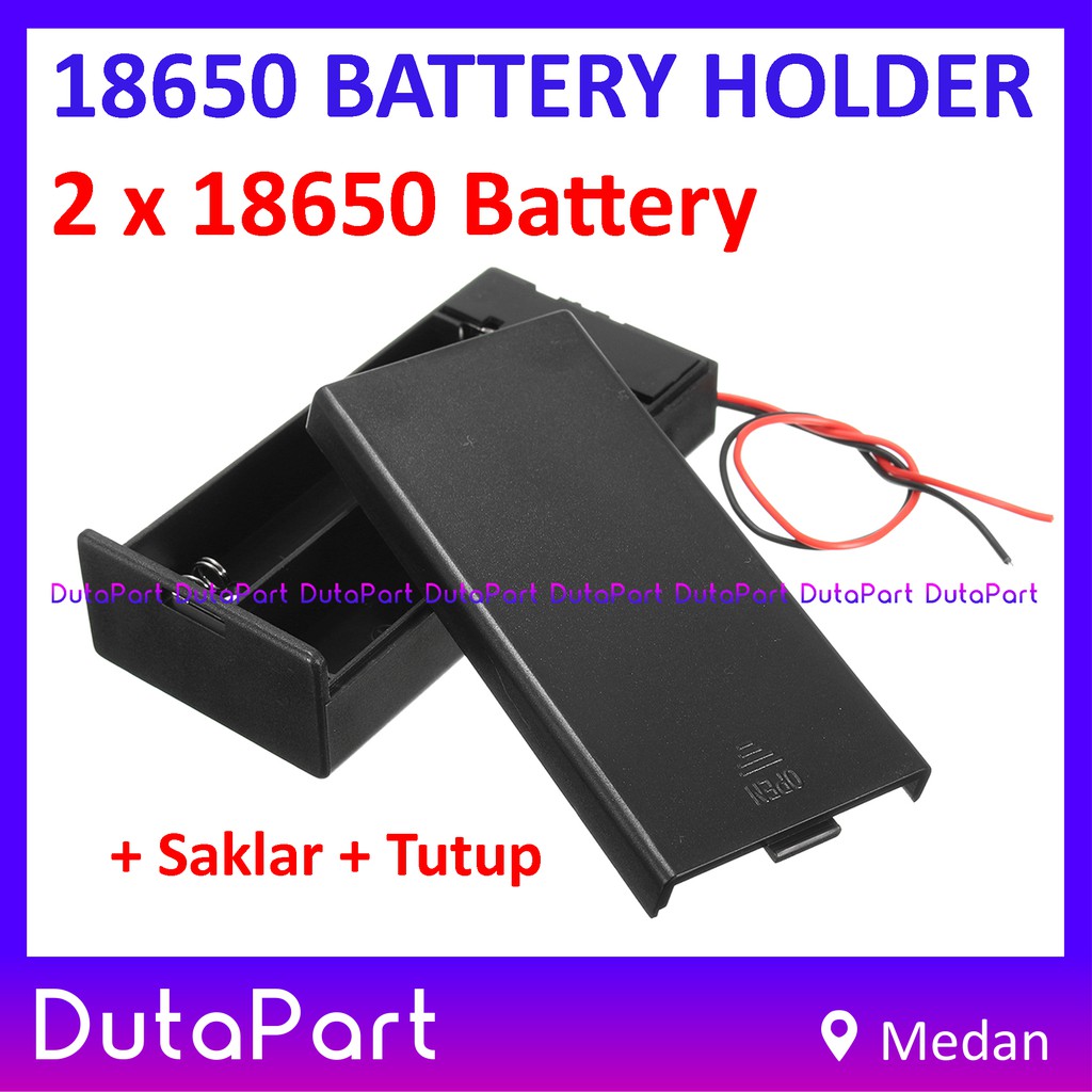 Battery Holder 2 x 18650 Kotak Case Box Baterai Batere + Saklar + Tutup