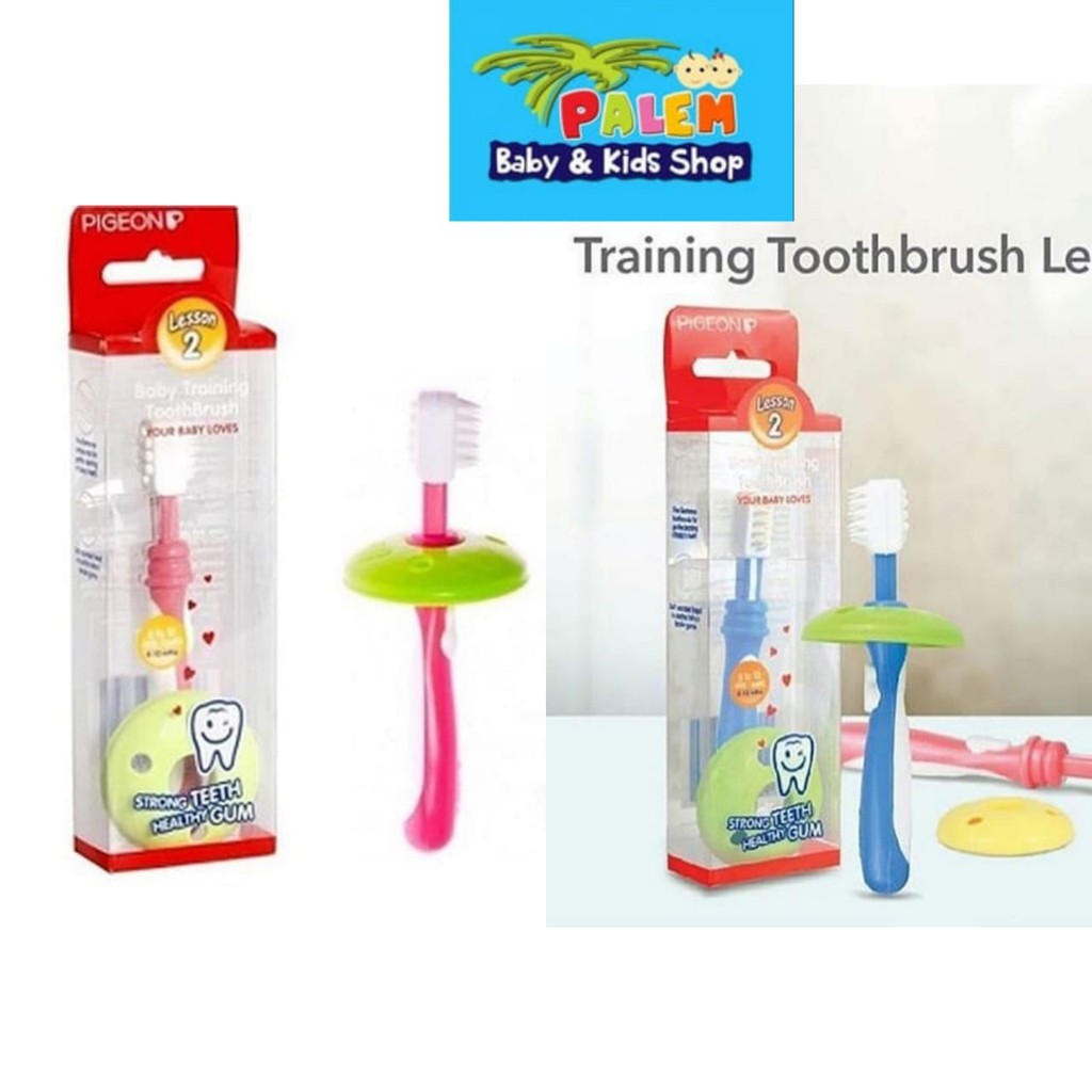 Pigeon Training Toothbrush Lesson 2 Sikat Gigi Bayi biru&amp;pink