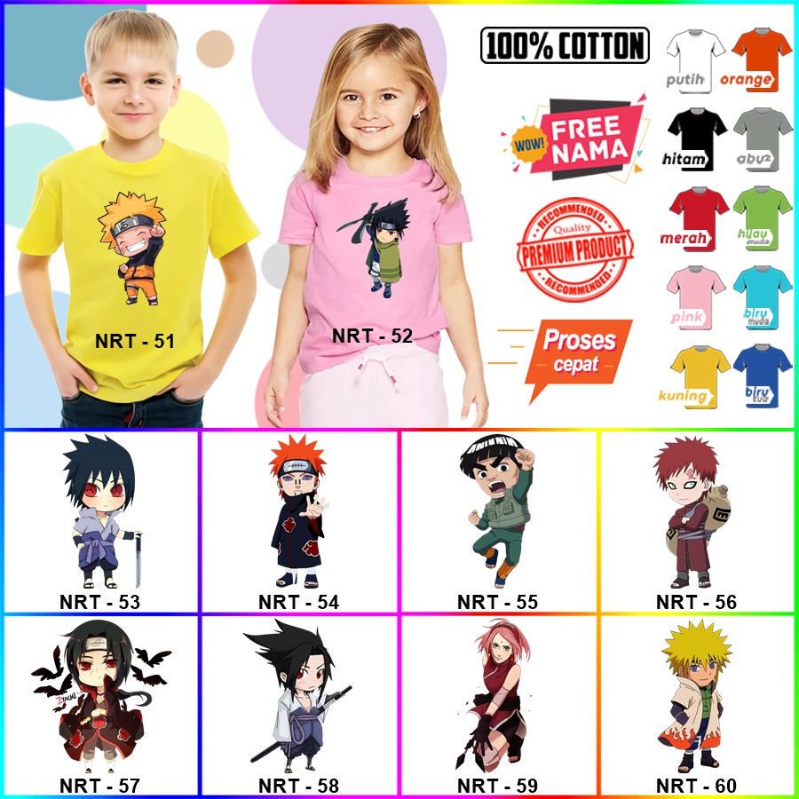 Baju Kaos ANAK DAN DEWASA NARUTO COUPLE (FREE NAMA) 51 - 100