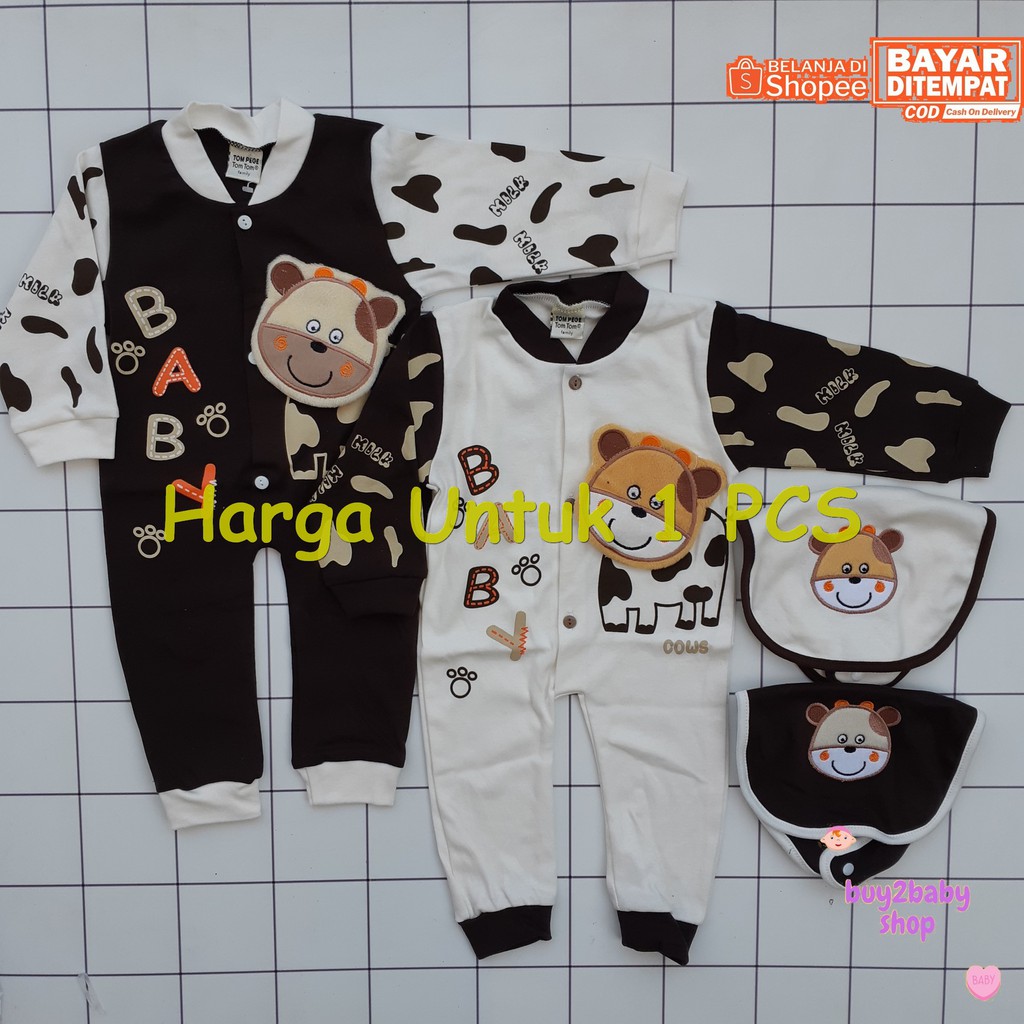 Jumper Panjang bayi plus Slaber (Celemek) Little Panda Tom Pege Tom-Tom 3-9 bulan 1 PCS
