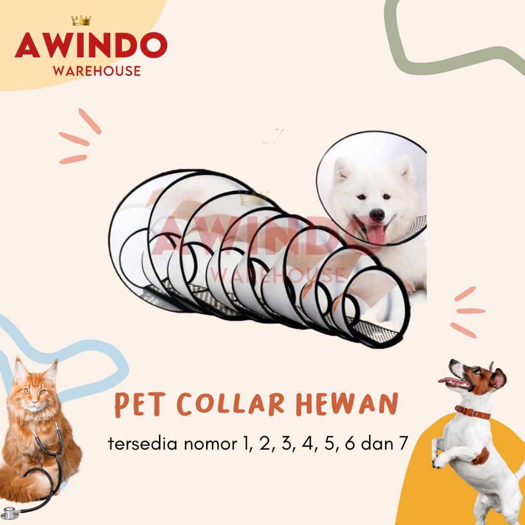 PET COLLAR PENUTUP LEHER - Corong Pelindung Leher Anjing Kucing Cone Neck Collar