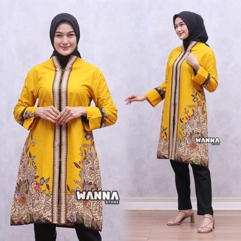 ATASAN BATIK WANITA ZIPPER DEPAN NGARSOPURO EXLCUSIVE UNGGUL JAYA