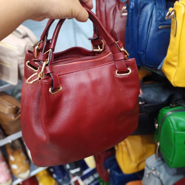 Tas Slempang Kulit Asli M Model LV Double Tali