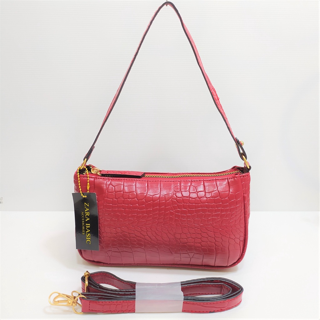 Tas selempang wanita z@rra alona 2 tali Top handle bag bahan croco semi premium