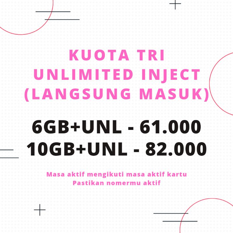 [INJECT] KUOTA TRI UNLIMITED NASIONAL | KUOTA THREE MURAH