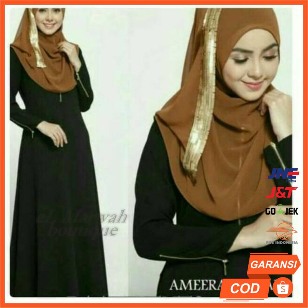 Abaya Turki Polos ABAYA HITAM eLMarwah AA39 jet black