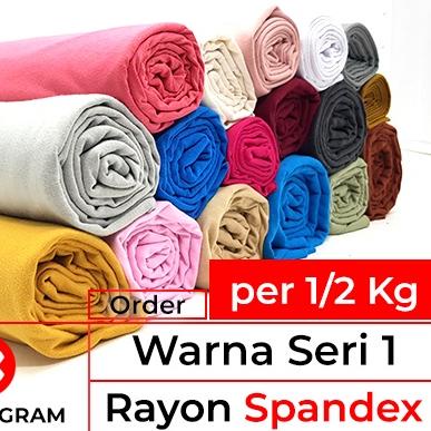 ➾ COTTONGRAM Kain Rayon Spandex Stretch Bahan Kaos Kiloan Warna Seri 1 Per Setengah Kg ➺
