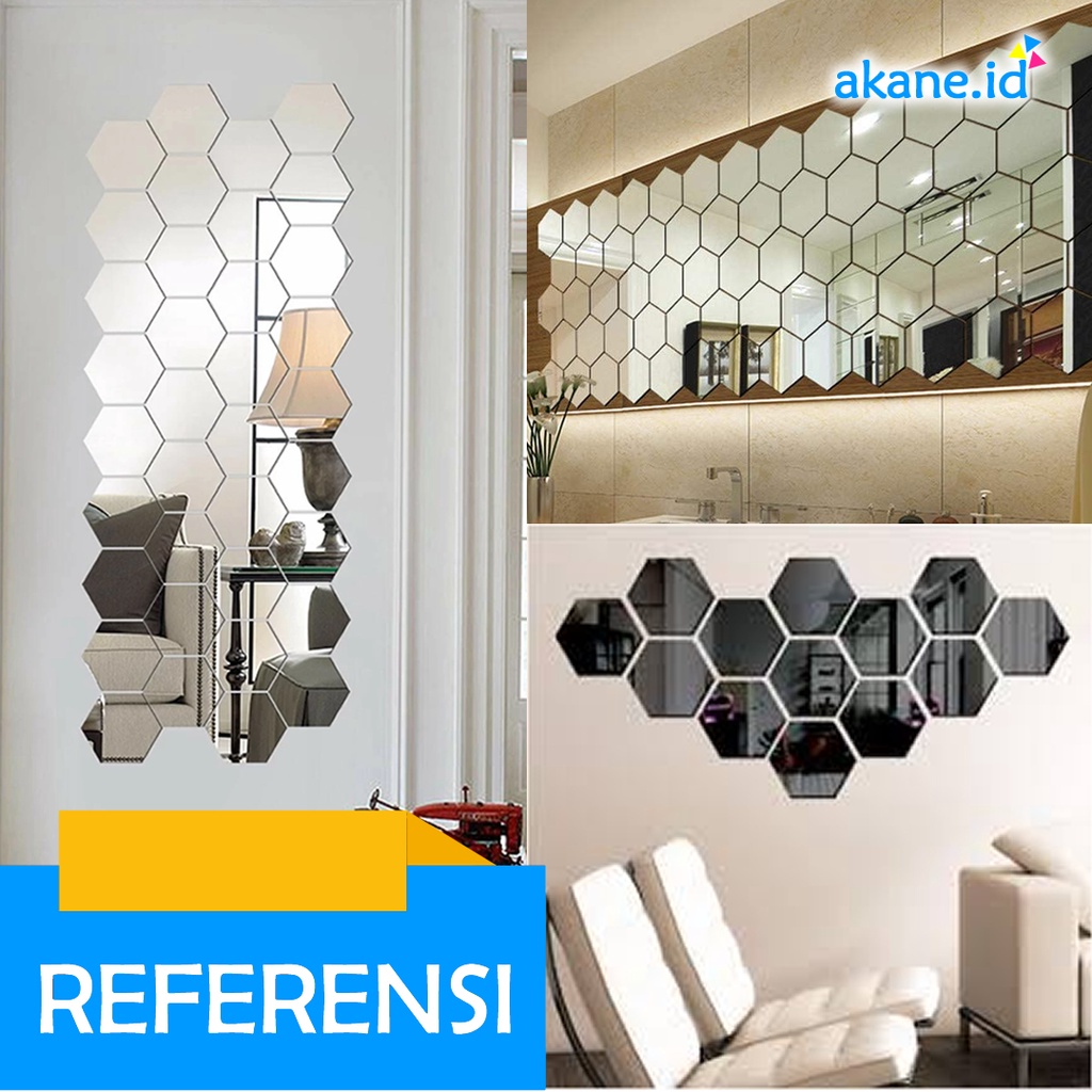 Kaca Cermin Dinding Tempel Hexagonal 16x14cm-6