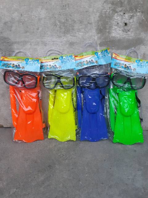 paket alat selam anak fins - snorkel kacamata renang &amp; kaki katak fin