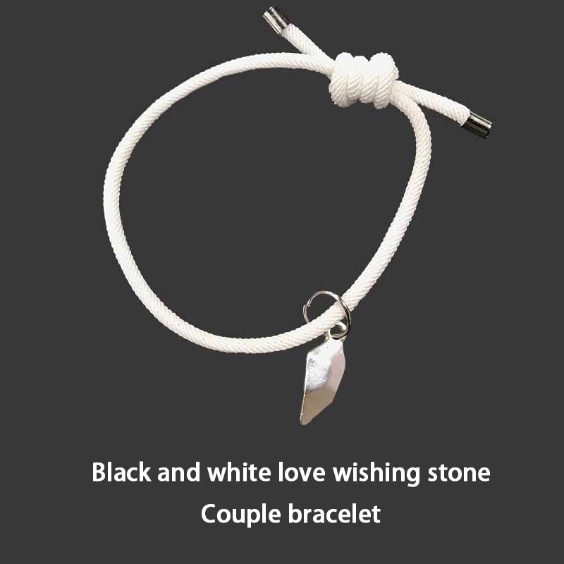 2 Pcs Gelang Couple Magnet Mahnet Hitam Dan Putih Cinta Batu Persahabatan Aksesoris-Won