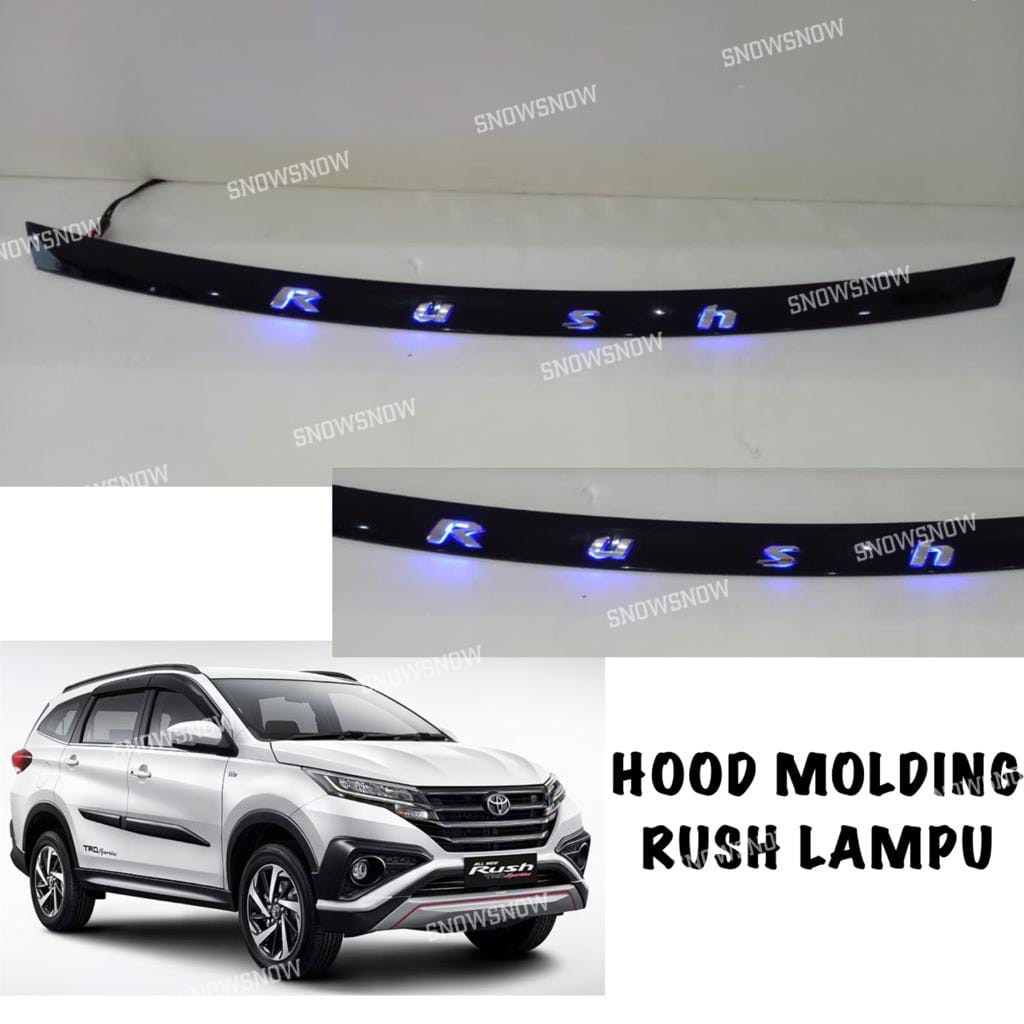 Hood Molding All New Rush 2018 2021 2022 2023 List Kap Mesin GR SPORT Hitam Lampu LED