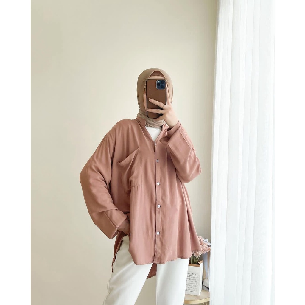 Versa Blouse Oversize Bahan Rayon Diamond / Kemeja Blouse Adem / Blouse Jumbo Adem Banget Katun Rayo