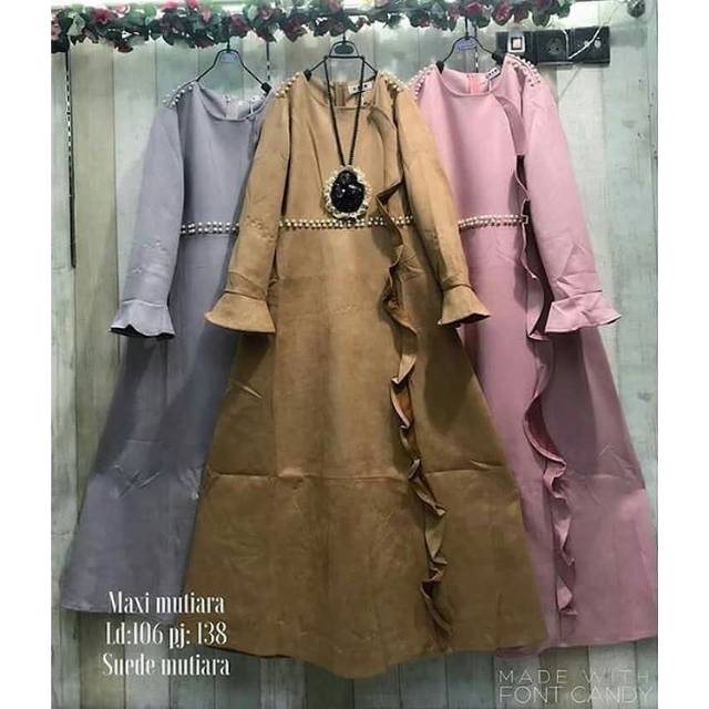 Gamis suede mutiara / gamis suede import