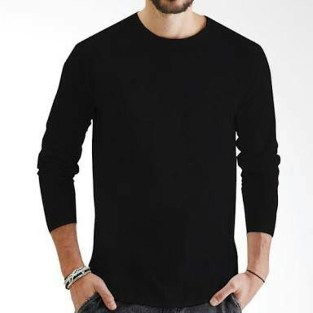 Jual KAOS POLOS KATUN COMBED 30s LENGAN PANJANG WARNA HITAM Indonesia