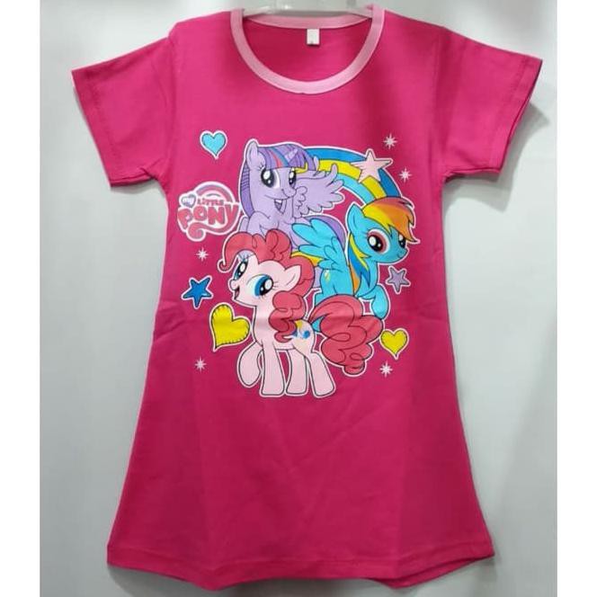 F64F Baju Tidur Anak Perempuan Daster Pony Bahan Kaos Katun Adem 1-7Tahun Tcr8