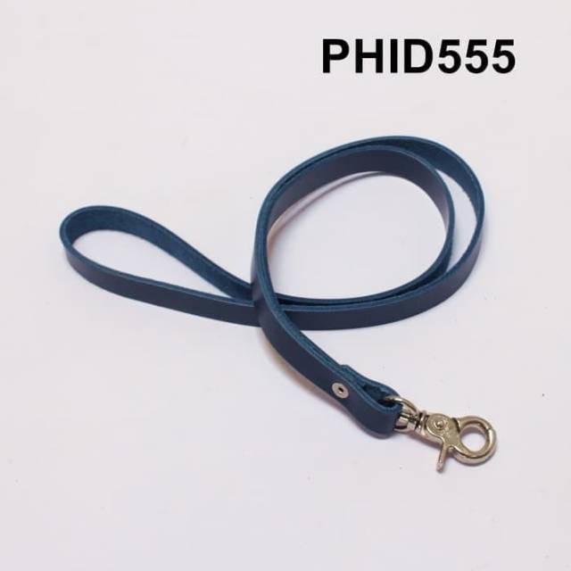 

TAli id card kuliy sapi asli warna biru navy leather lanyard phid555