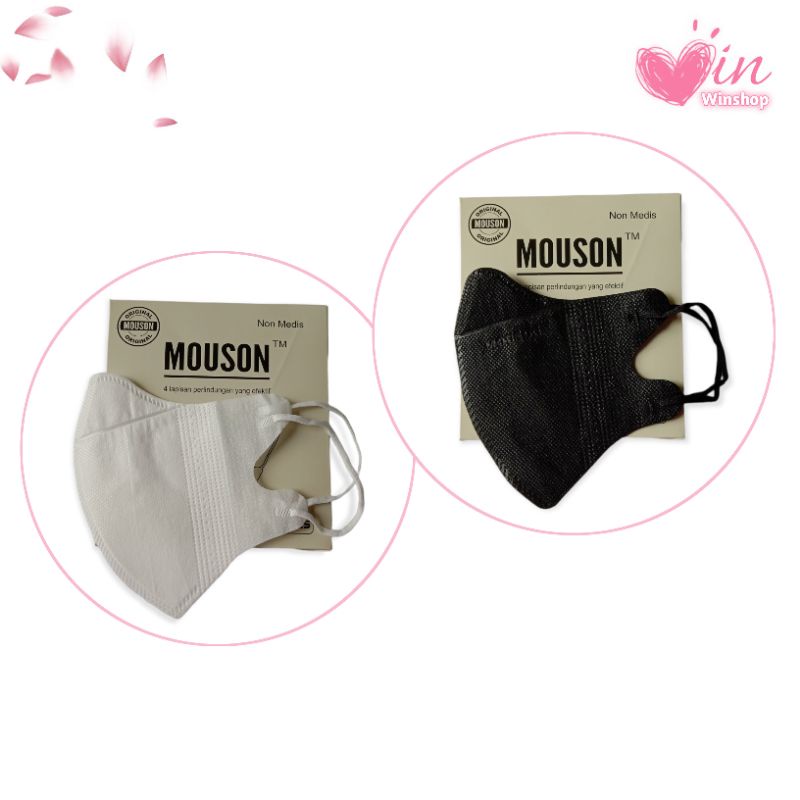 WW45 | ❤️ Masker Duckbill Mouson 4 Ply Hitam Putih Abu-Abu Pink Lady Premium Isi 50 Pcs - Masker Duc