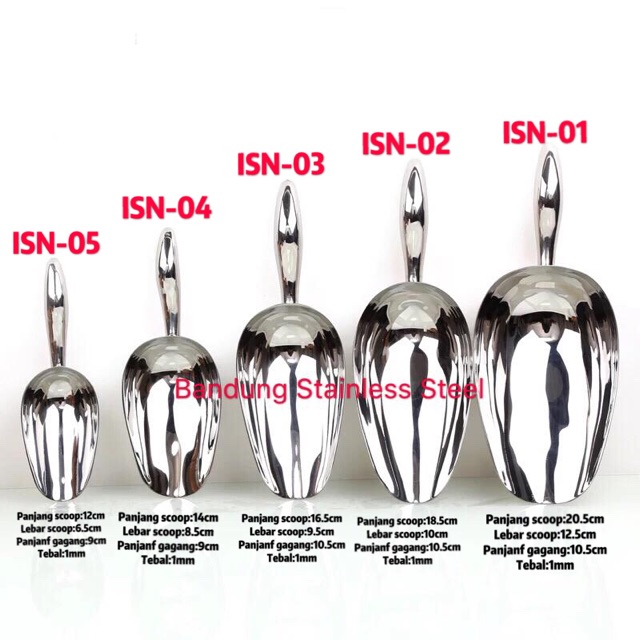 Ice scoop sekop es sekop tepung Ice shovel flour sugar scoop stainless No.1-5 model baru