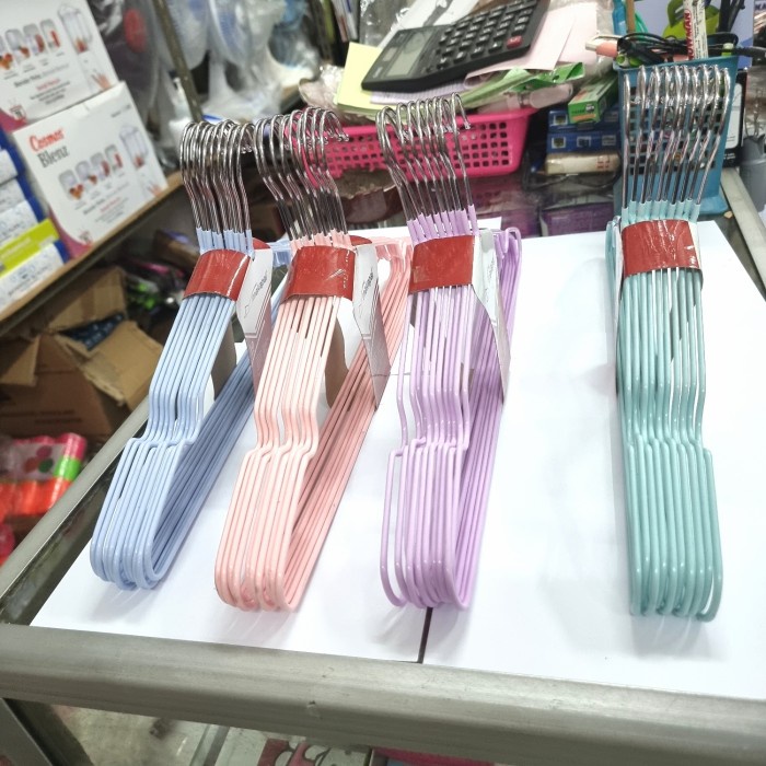 Hanger Gantungan Baju Makapal Lapis Karet Lebar 40cm isi 10pcs