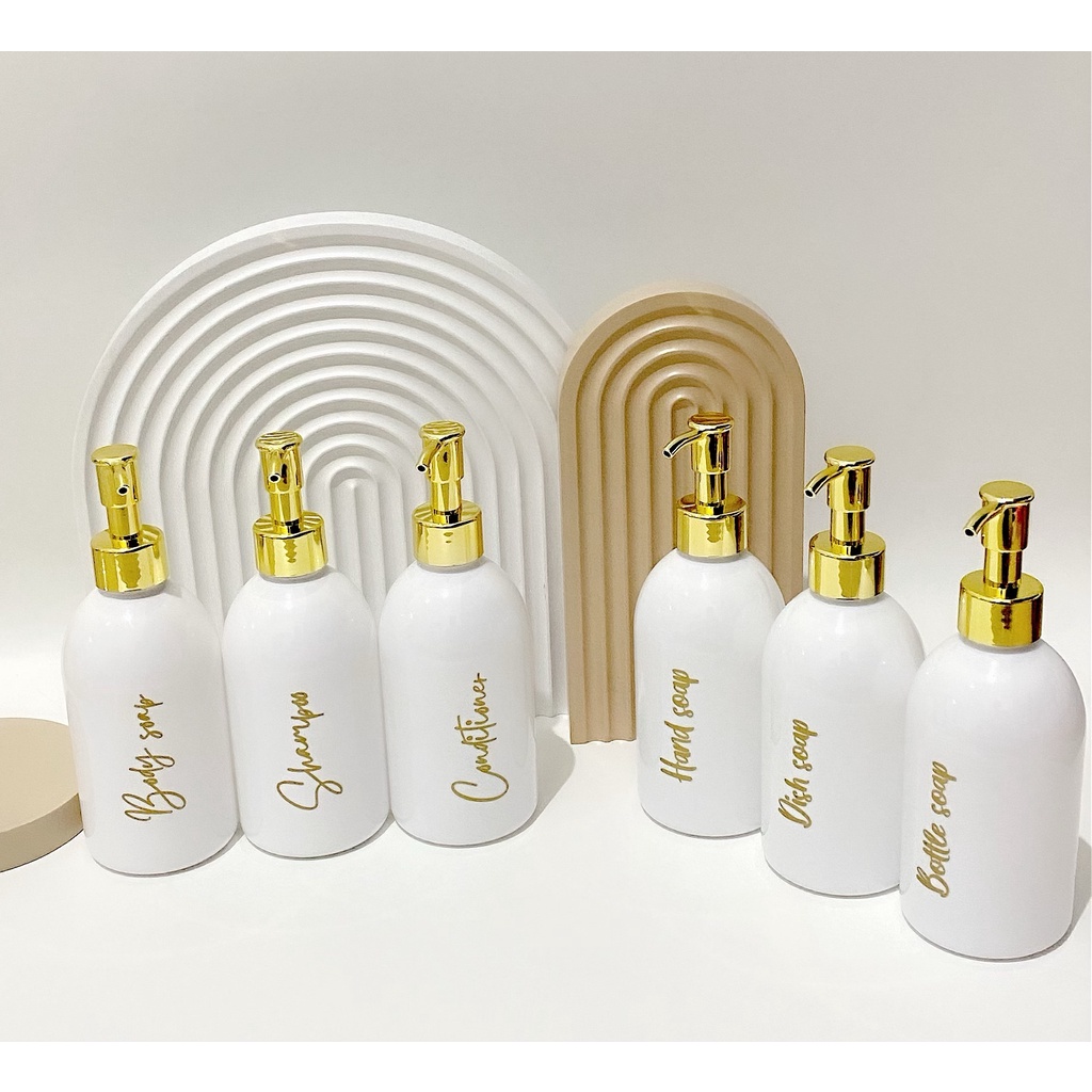 botol 250ml NEW gold kecil. aesthetic bottle minimalist refill organizer tempat sabun cair pump estetik