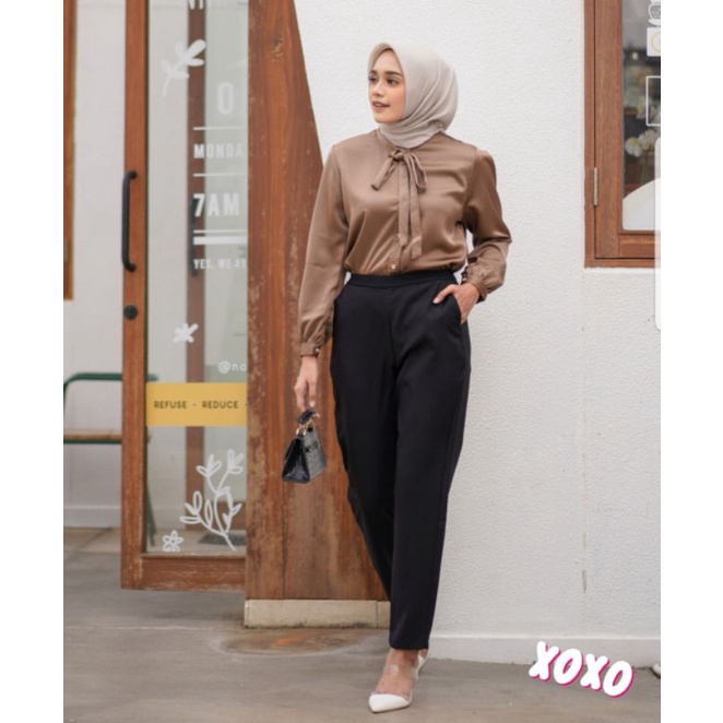 ((FREE GIFT)) GEULIS.ID - VIERA PANTS BLACK XL - Celana Kerja Hitam XL