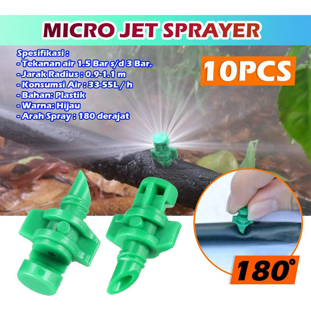 Paket Isi 10 Micro Jet Sprayer 180 Degree Spray Nozzle Derajat Aeroponik Sprinkler - Penyiraman Kebun Tanaman Micro Sprayer 180 Derajat