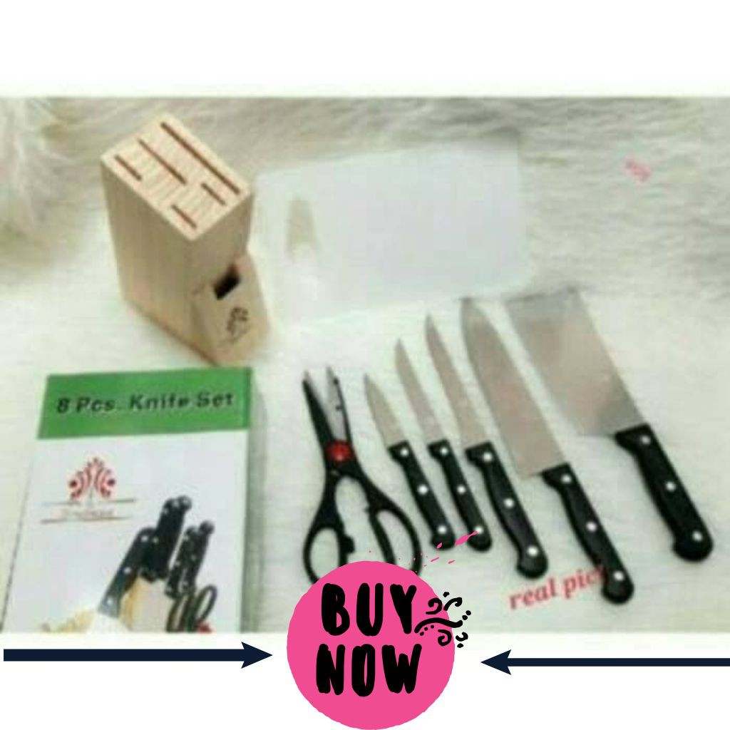 Terlaris Pisau Set Dinemate 8 Pcs Knife Set Pisau Dapur Hitam