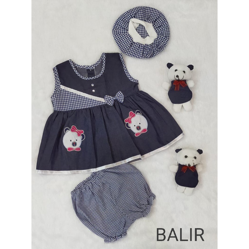 Setelan Baju Bayi Perempuan - Baju Dress Anak Bayi - Baju Anak Bayi Perempuan - Bahan Semi Jeans