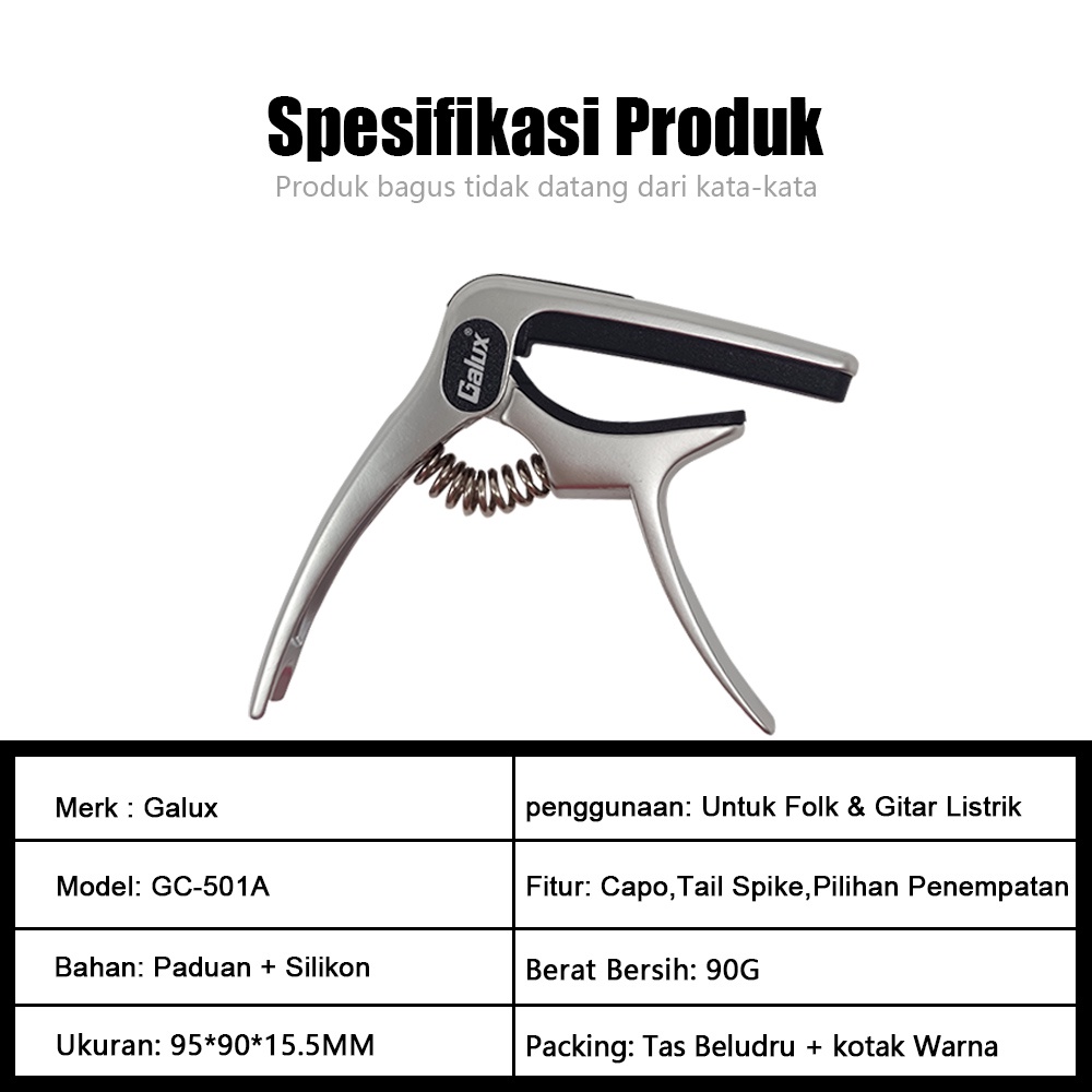 Galux Capo Gitar Aksesoris Gitar Akustik Multifungsi Bridge Pin Remover Kapo Gitar Dengan Slot Pick Gitar Aluminium Alloy