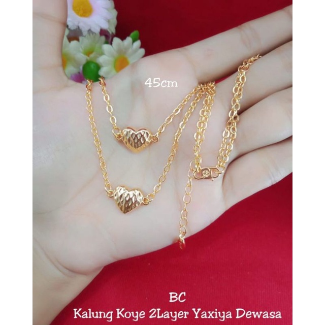 Kalung Love Dua Layer Lapis Emas