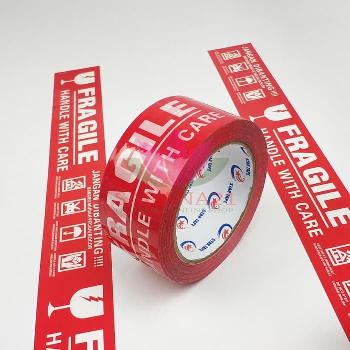 

Lakban Fragile Merah 48mm*50m/Lakban Jangan Dibanting Pecah Belah STAR