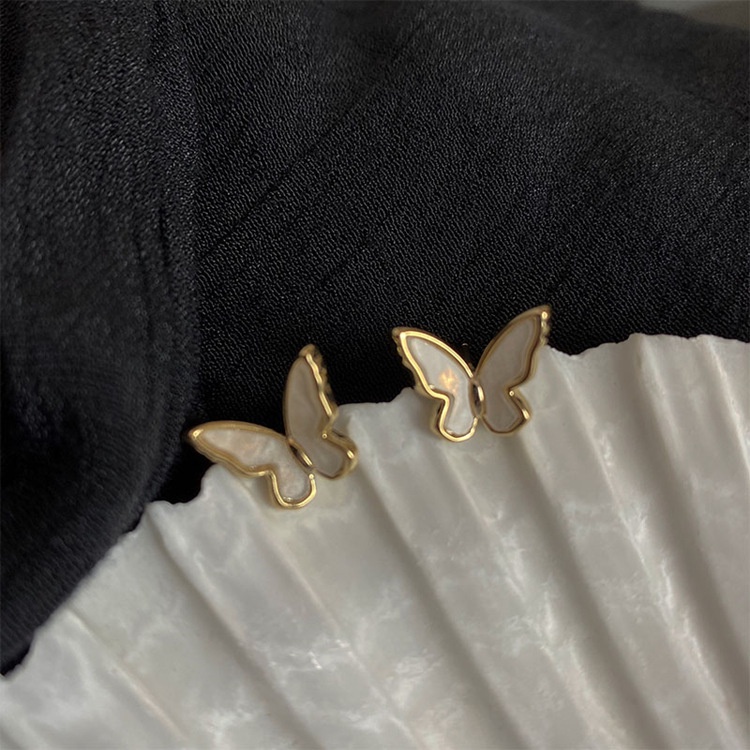 Korean Style Simple Miniature Simulation Shell Butterfly Wings S925 Silver Needle All-match Women Earrings