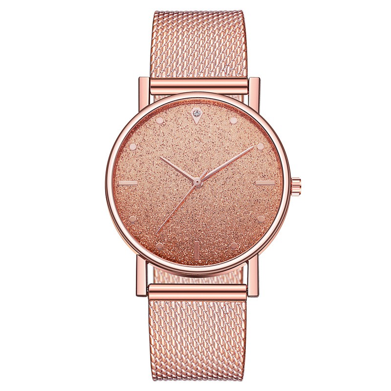 Jam Tangan Gliter Stainless Steel Wanita Quartz Fashion Korean Analog Casual Simple Import-44-5 #5 Rosegold