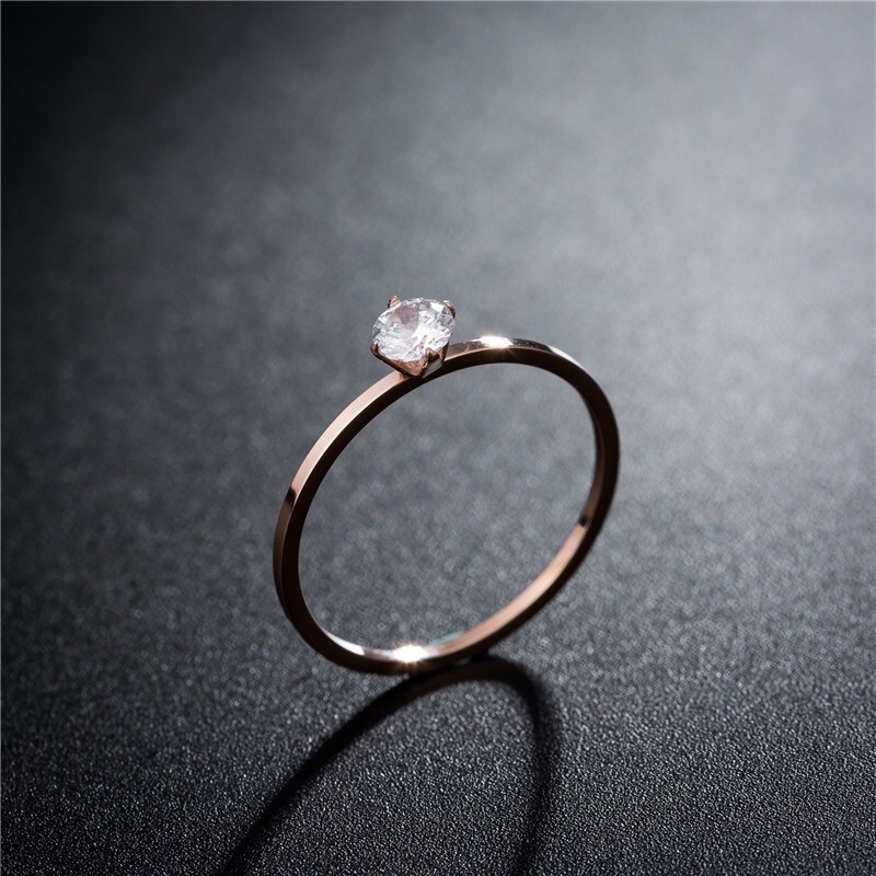 Cincin Titanium Single Diamond Korea Style Fashion Elagan Style