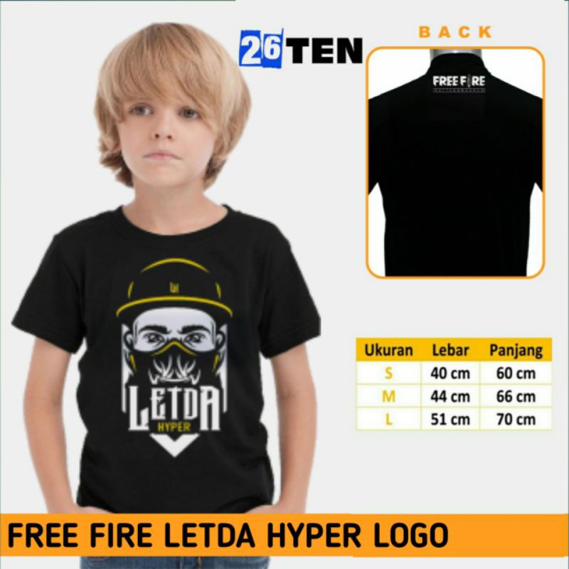 Baju Free Fire Letda Hyper Logo - Baju Anak - Baju Distro