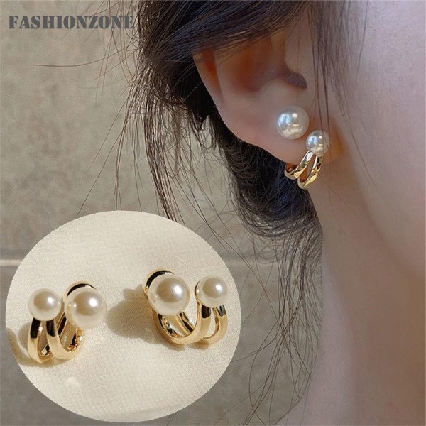 Anting 925 Silver Hias Mutiara Gaya Simple Elegan Hypoallergenic Untuk Wanita