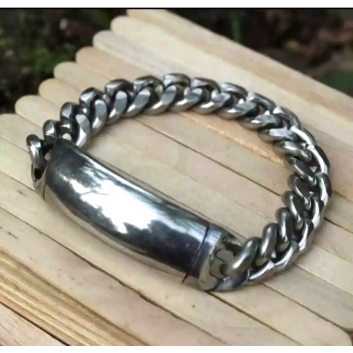 [Bayar di Tempat] Gelang Pria Rantai Baja Putih Premium Garansi Anti Karat 3.5MM