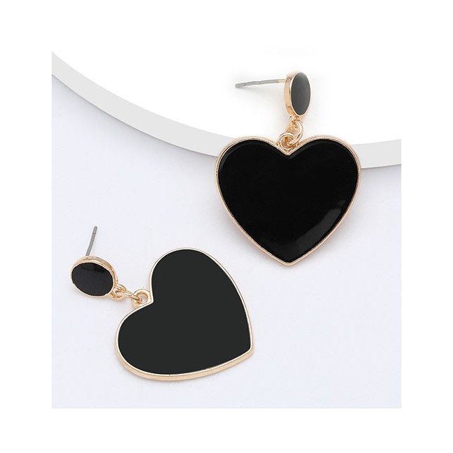 LRC Anting Tusuk Fashion Heart-shaped Alloy Oil Drop Geometric Earrings D92176