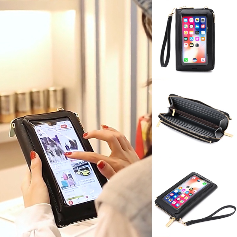 Dompet Pocket HPO  Gratis Tali Selempang Bisa Di Atur Touchscreen Bisa Charging dan Headshet Tanpa Perlu Ribet Model Import Korea