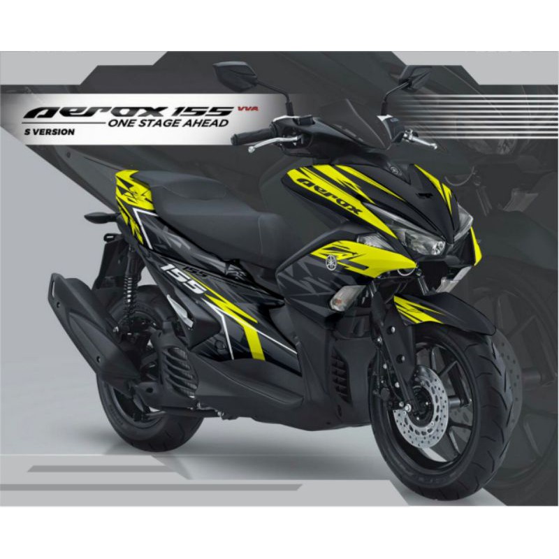 Decal Sticker Yamaha Aerox 155 Grafis Black Yellow Indonesia
