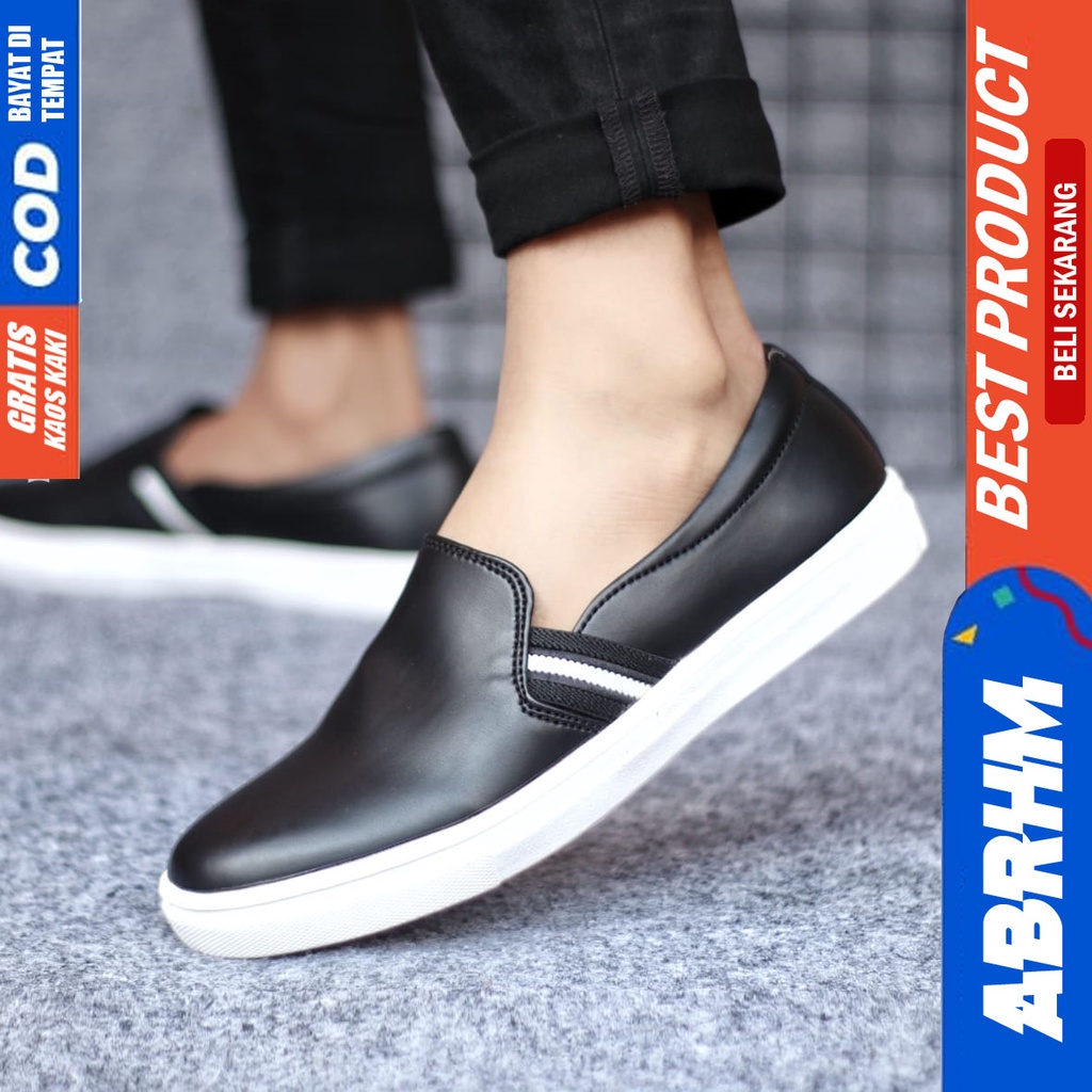 ABRHM NUE Sepatu Casual Slip On Santai Pria Slop Kulit Pu Anti Slip Original