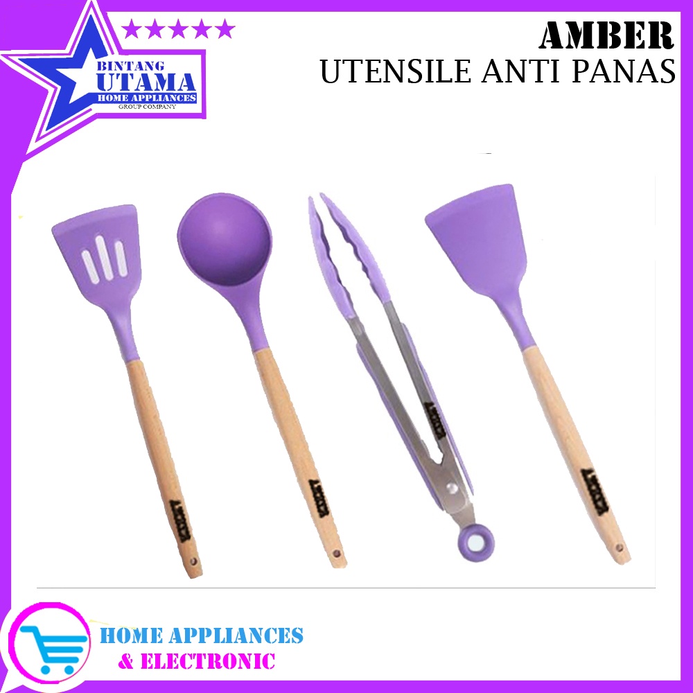 AMBER Spatula Sutil Sodet Capitan Jepitan Scraper Whisk Sendok Utensil Centong Alat Masak Dapur-1